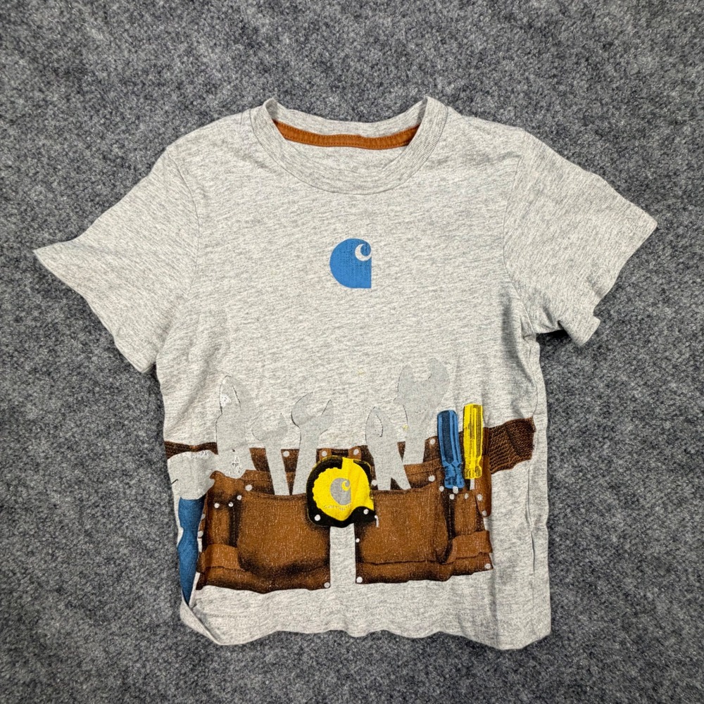 Carhartt Kids Gray Tool Belt Graphic Short Sleeve T-Shirt Size 3T Boys 0755